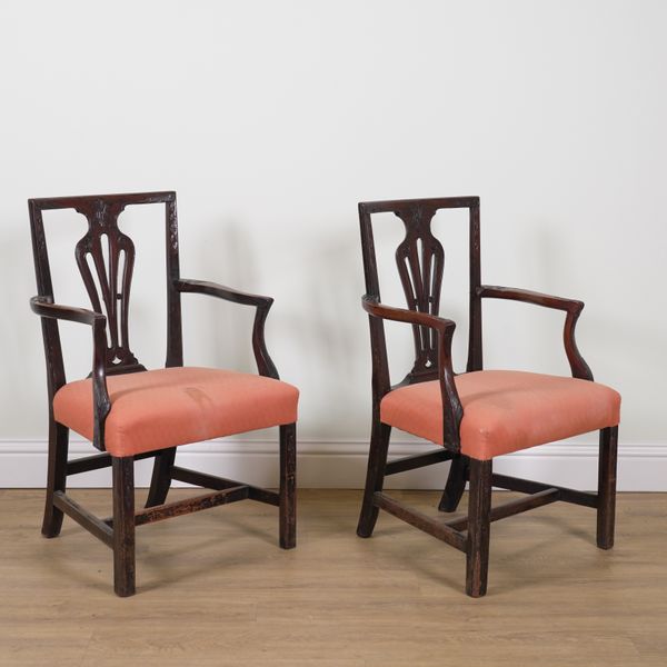 A PAIR OF MID-18TH CENTURY MAHOGANY OPEN ARMCHAIRS (2)