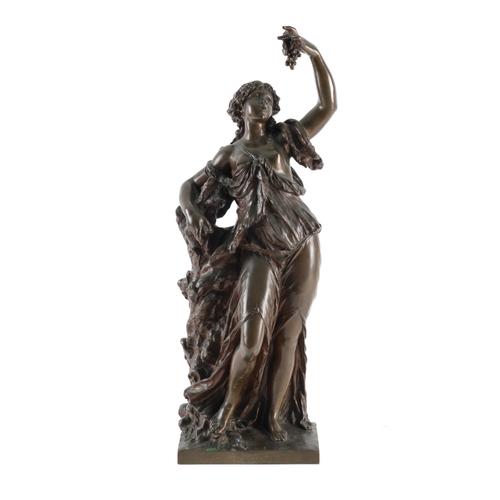 AFTER CLAUDE MICHEL CLODION (1738-1814): FRENCH BRONZE MODEL OF A FEMALE BACCHANTE