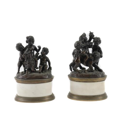 A PAIR OF FRENCH BRONZE BACCHIC SCULPTURE GROUPS IN THE MANNER OF CLODION (2)