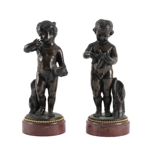 A PAIR OF FRENCH BRONZE FIGURES OF CHILDREN IN THE MANNER OF CLODION (2)