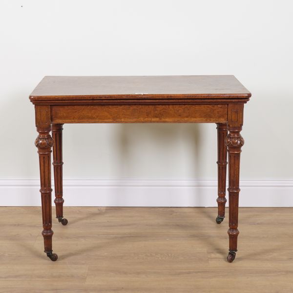 AN ARTS AND CRAFTS POLLARD OAK RECTANGULAR CARD TABLE