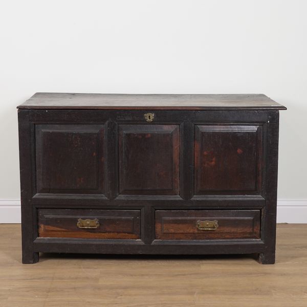 A 17TH CENTURY OAK MULE CHEST