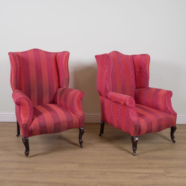 A PAIR OF 19TH CENTURY WINGBACK ARMCHAIRS (2)