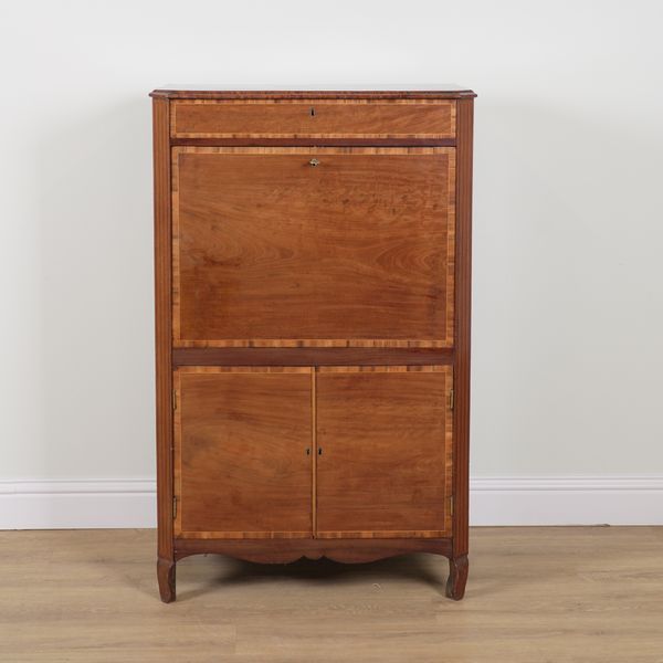 A EARLY 19TH CENTURY MAHOGANY SECRETAIRE A ABBATANT