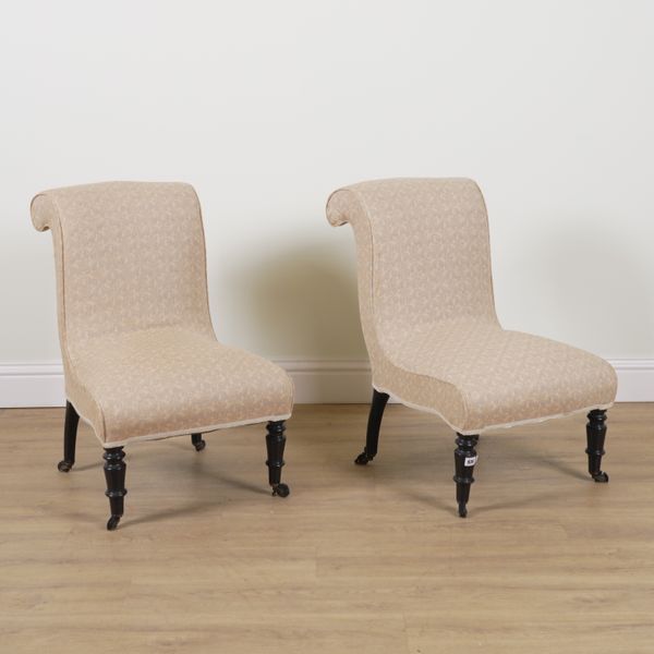 A PAIR OF 19TH CENTURY SCROLL BACK SIDE CHAIRS (2)