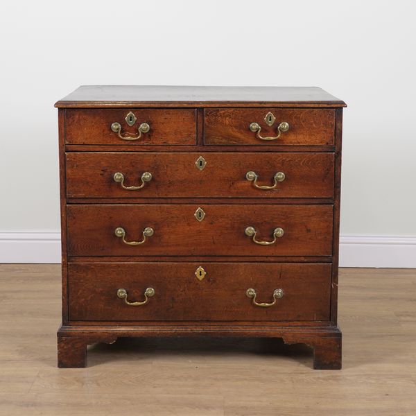 A MID-18TH CENTURY OAK FIVE DRAWER CHEST