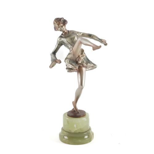 AFTER JOSEF LORENZL (1892-1950): A COLD PAINTED BRONZE OF A DANCING GIRL