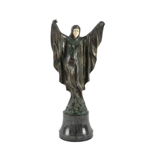 AFTER RICHARD LANGE (GERMAN, 1879-1944): AN ART DECO PATINATED BRONZE FEMALE FIGURE KNOWN AS ‘THE QUEEN OF THE NIGHT’