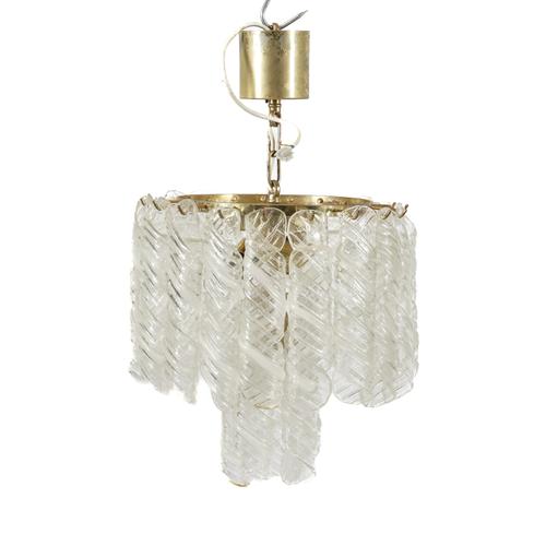 AN ITALIAN TIERED SPIRAL MURANO GLASS HANGING LIGHT