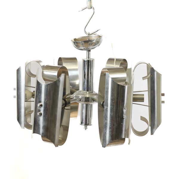 A MODERN DESIGN STYLE METAL SIX BRANCH HANGING LIGHT