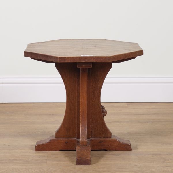 ROBERT MOUSEMAN THOMPSON OF KILBURN; AN OAK  ADZED TOPPED OCTAGONAL OCCASIONAL TABLE