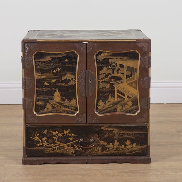 A JAPANESE MEIJI PERIOD LACQUERED TABLE CABINET