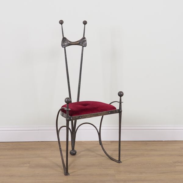 A CONTEMPORARY WROUGHT STEEL SIDE CHAIR