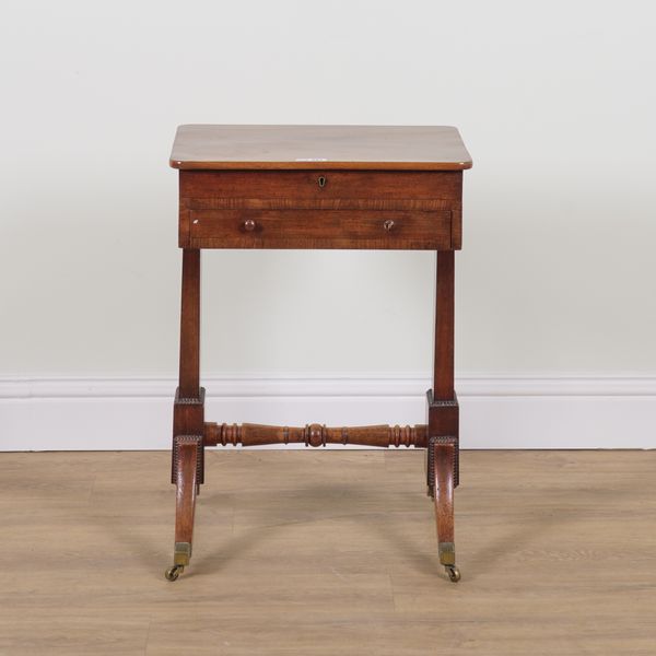 A GEORGE IV MAHOGANY LIFT TOP WORK TABLE