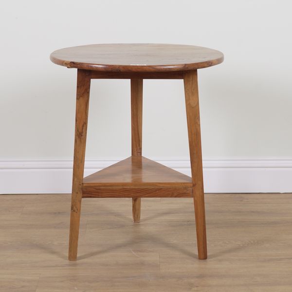 A MODERN HARDWOOD CIRCULAR CRICKET TABLE