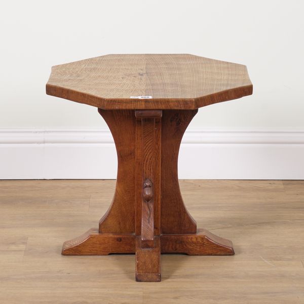 ROBERT MOUSEMAN THOMPSON OF KILBURN; AN OAK ADZED TOPPED OCTAGONAL OCCASIONAL TABLE