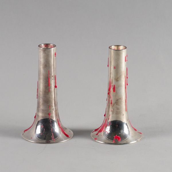 A PAIR OF GEORG JENSEN SILVER CANDLESTICKS (2)