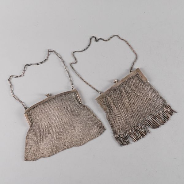 TWO SILVER CHAIN MESH PURSES (2)