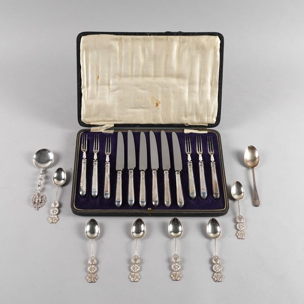 A GROUP OF SILVER FOREIGN AND PLATED WARES