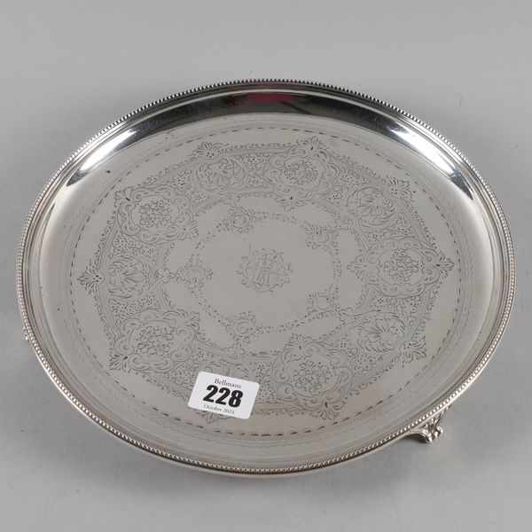 A LATE VICTORIAN SILVER SALVER