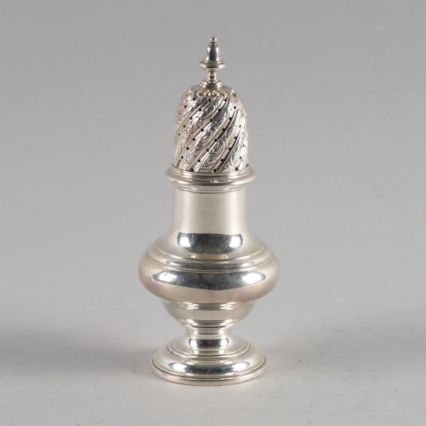 A GEORGE II SILVER CASTER