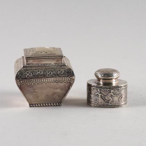 TWO SILVER TEA CADDIES (2)