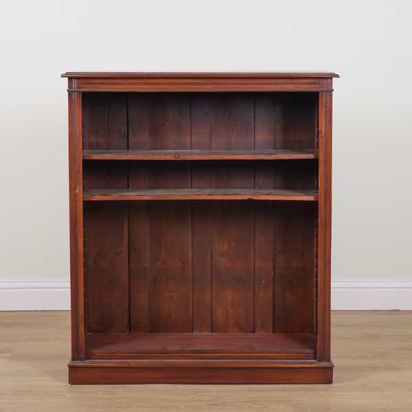 A MAHOGANY FLOOR STANDING OPEN BOOKCASE