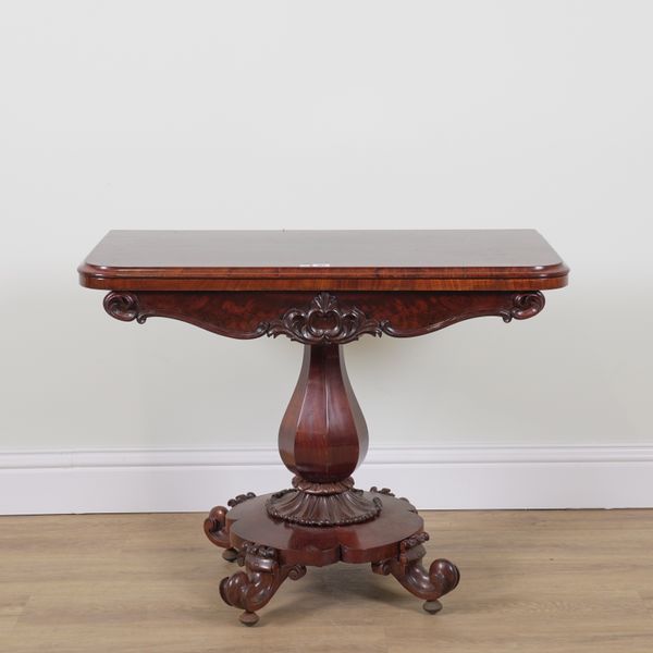 A REGENCY MAHOGANY FOLDOVER TEA TABLE