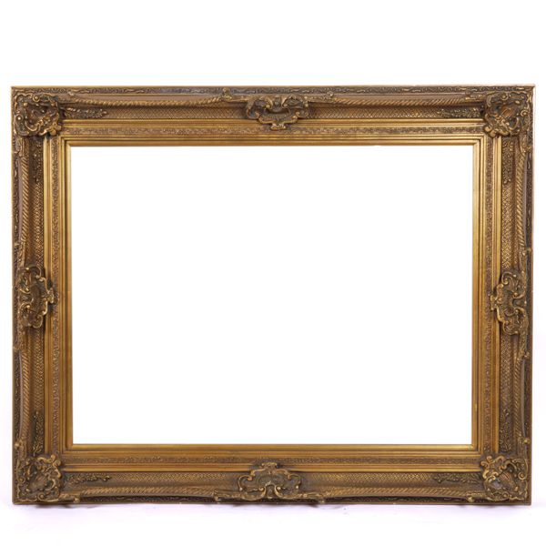 A VICTORIAN STYLE GOLD PAINTED RECTANGULAR WALL MIRROR