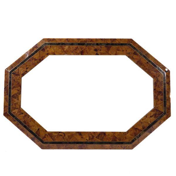 MAITLAND SMITH: A MID-20TH CENTURY BRASS INLAID PARQUETRY FAUX TORTOISESHELL WALL MIRROR