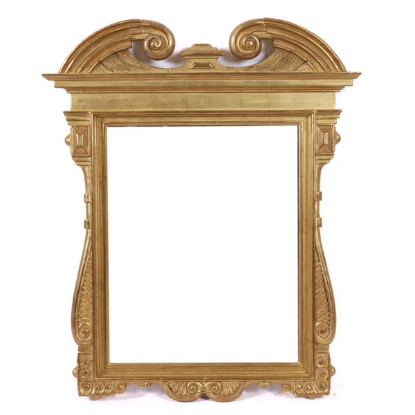 AN 18TH CENTURY STYLE GOLD PAINTED WALL MIRROR