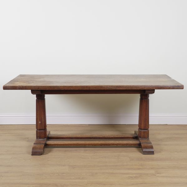 A 17TH CENTURY STYLE OAK PLANK TOP REFECTORY TABLE