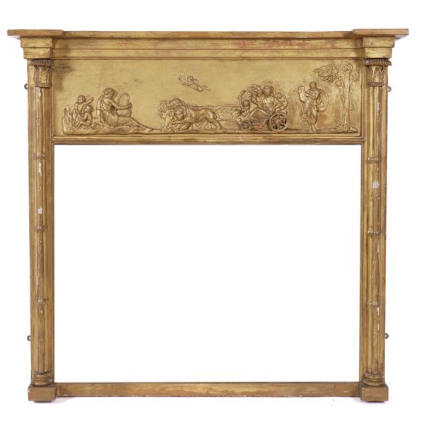 A REGENCY GILT FRAMED OVERMANTEL MIRROR