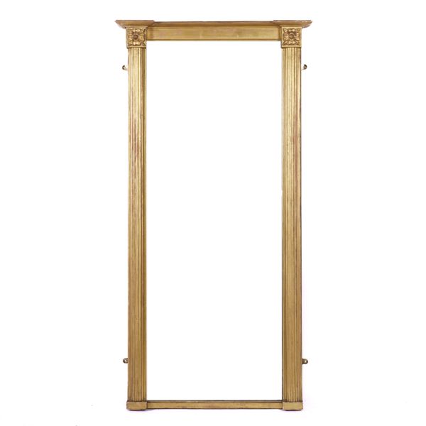 A 19TH CENTURY GILT FRAMED RECTANGULAR WALL MIRROR