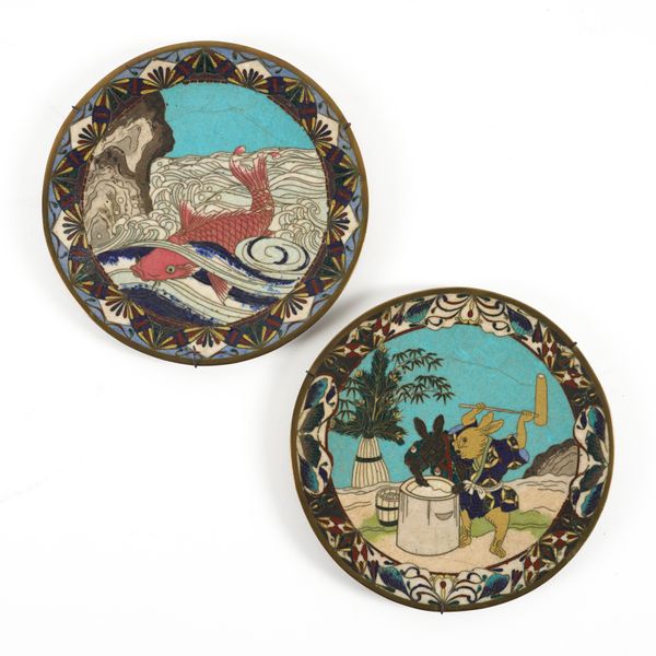 A PAIR OF JAPANESE MEIJI PERIOD SMALL CLOISONNE PLATES