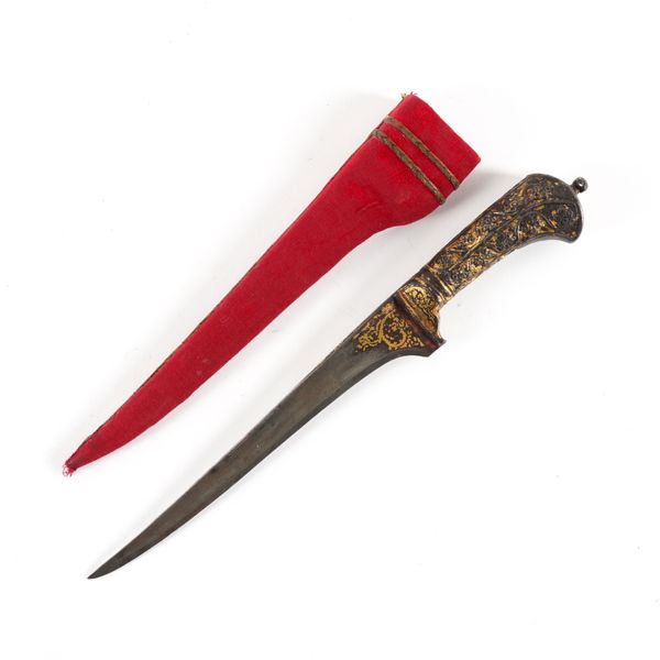 A MUGHAL INDIAN GOLD AND OVERLAID WATERED STEEL DAGGER AND SHEATH