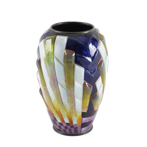 CAMILLE FAURE (1874-1956), LIMOGES: A FRENCH ART DECO ENAMEL VASE