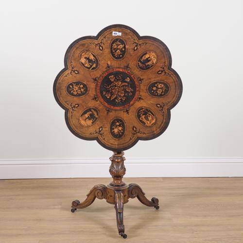 A 19TH CENTURY ITALIAN SORRENTO WARE SHAPED SNAP-TOP CENTRE TABLE