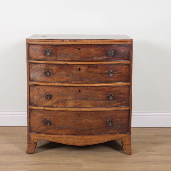 A REGENCY MAHOGANY BOWFRONT FOUR DRAWER CHEST