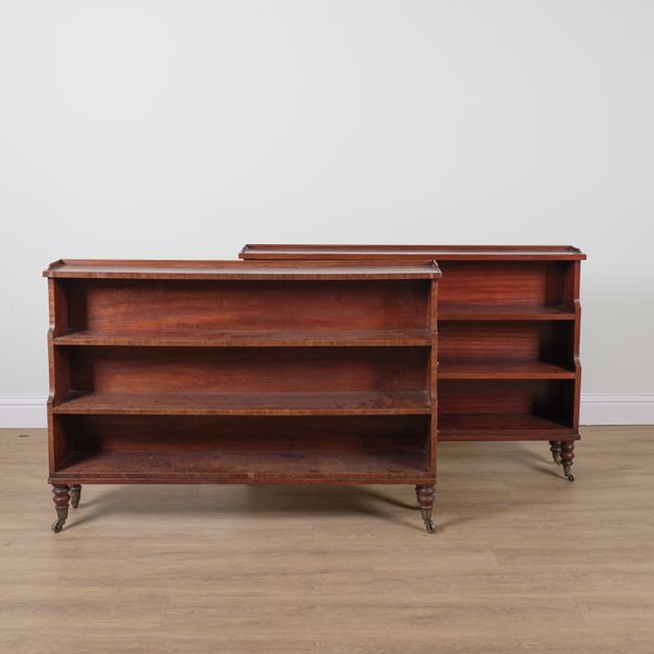 A 19TH CENTURY MAHOGANY WATERFALL BOOKCASE (2)