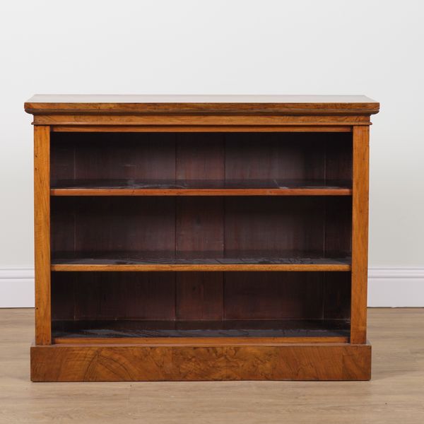 A VICTORIAN FLOORSTANDING WALNUT OPEN BOOKCASE