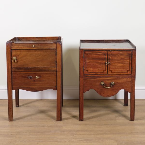 A GEORGE III MAHOGANY TRAY TOP NIGHT COMMODE (2)