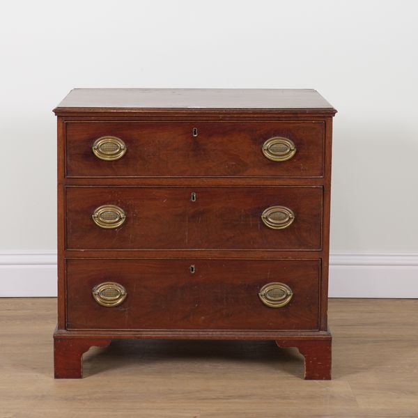 A GEORGE III MAHOGANY THREE DRAWER CHEST