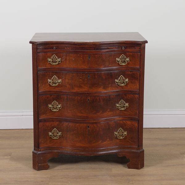 A GEORGE II STYLE SERPENTINE MAHOGANY CHEST