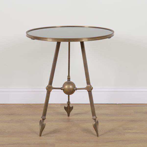 ROSE TARLOW; A BRONZE CIRCULAR ‘SPEAR’ OCCASIONAL TABLE WITH INSET SMOKED GLASS TOP