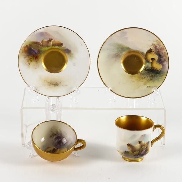 A ROYAL WORCESTER CUP AND SAUCER (4)