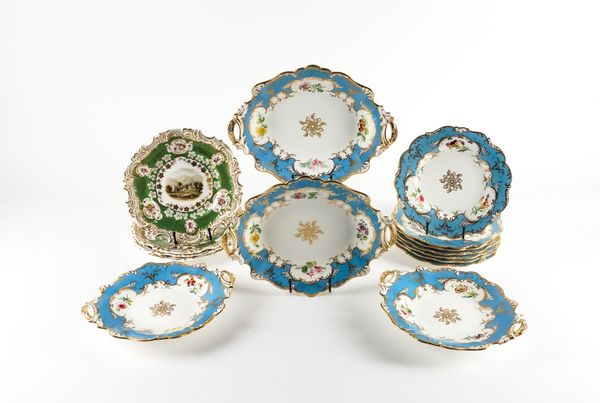 A RIDGWAY PORCELAIN PART DESSERT SERVICE ( 15)