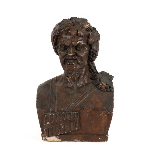 A FRENCH LOUIS XVI STYLE PLASTER BUST OF BACCHUS