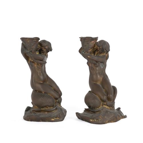 A PAIR OF FRENCH BRONZE FIGURAL CANDLESTICKS (2)