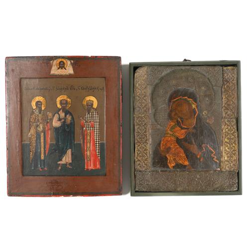 RUSSIAN ICON: METAL MOUNTED MOTHER AND CHILD (2)